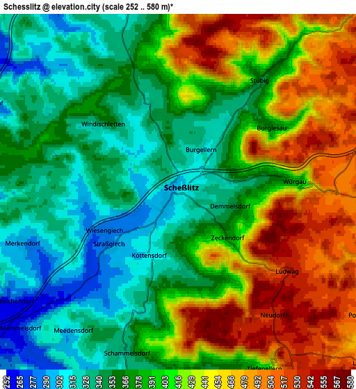 Zoom OUT 2x Scheßlitz, Germany elevation map