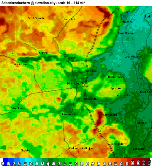 Zoom OUT 2x Schenkendöbern, Germany elevation map