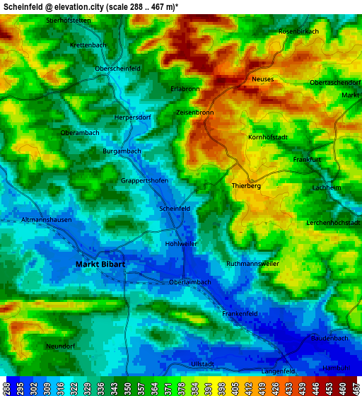 Zoom OUT 2x Scheinfeld, Germany elevation map