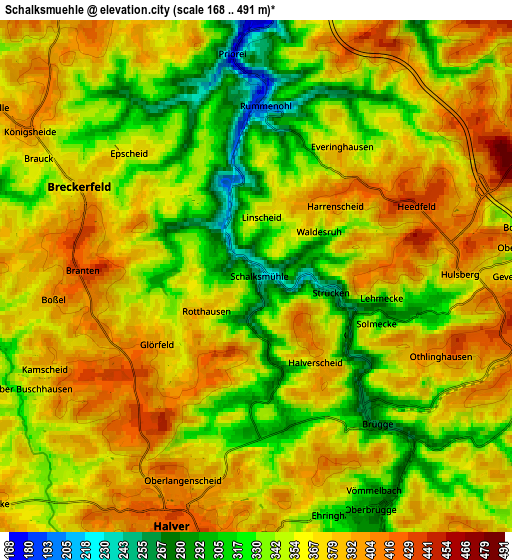 Zoom OUT 2x Schalksmühle, Germany elevation map