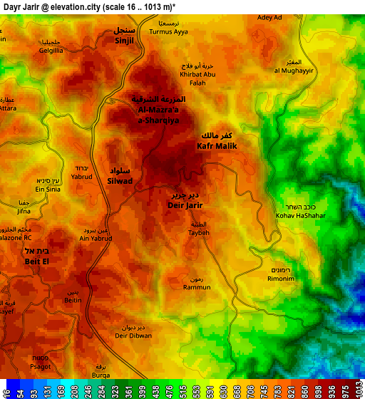 Zoom OUT 2x Dayr Jarīr, Palestinian Territory elevation map