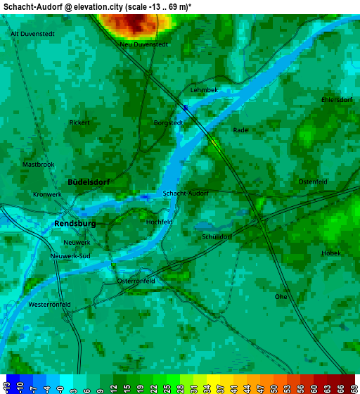 Zoom OUT 2x Schacht-Audorf, Germany elevation map