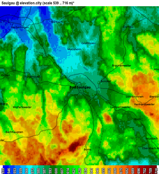 Zoom OUT 2x Saulgau, Germany elevation map