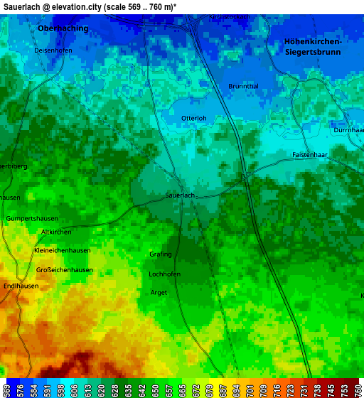 Zoom OUT 2x Sauerlach, Germany elevation map