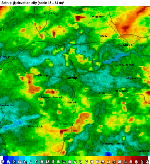 Zoom OUT 2x Satrup, Germany elevation map