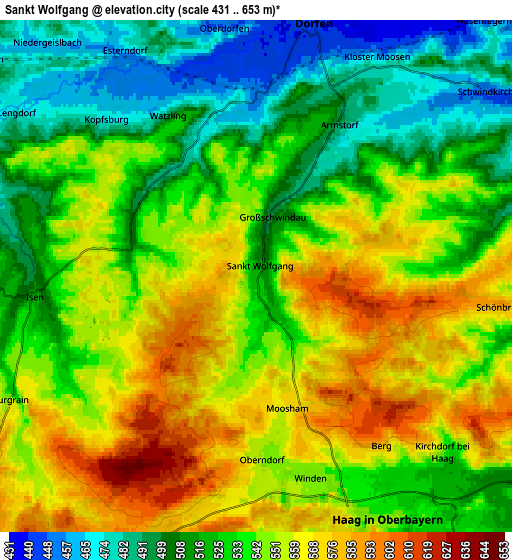 Zoom OUT 2x Sankt Wolfgang, Germany elevation map