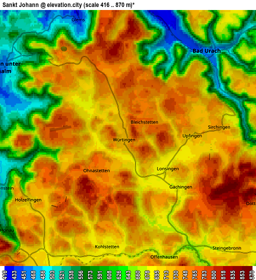 Zoom OUT 2x Sankt Johann, Germany elevation map