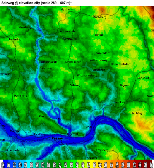 Zoom OUT 2x Salzweg, Germany elevation map