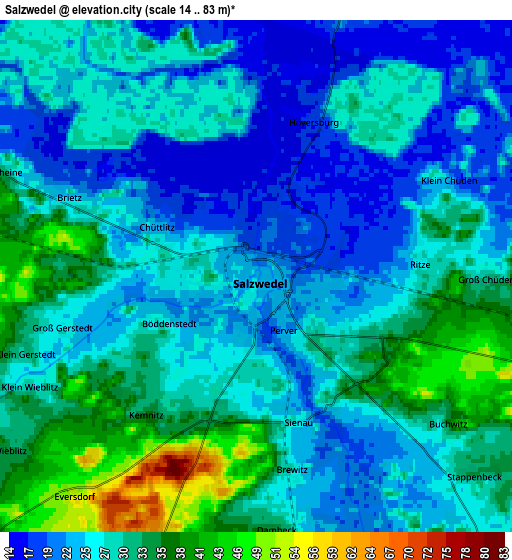 Zoom OUT 2x Salzwedel, Germany elevation map