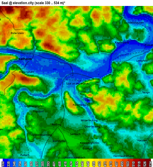 Zoom OUT 2x Saal, Germany elevation map