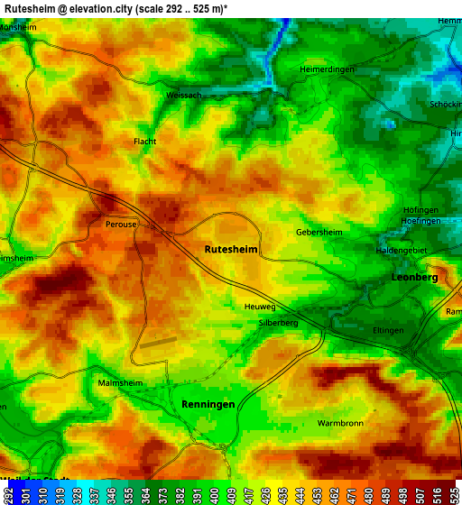 Zoom OUT 2x Rutesheim, Germany elevation map