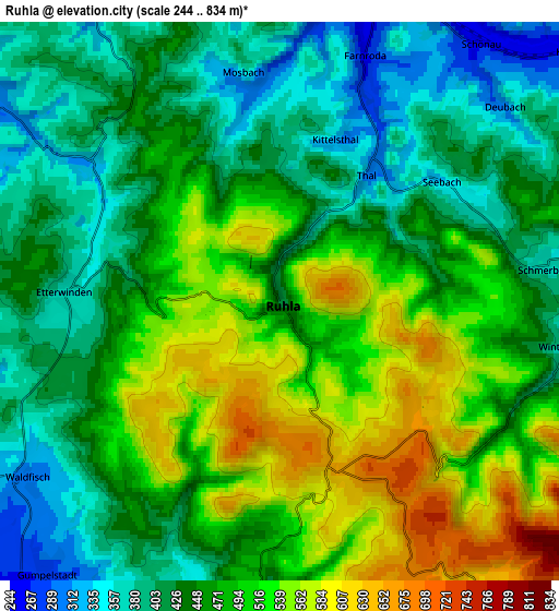 Zoom OUT 2x Ruhla, Germany elevation map