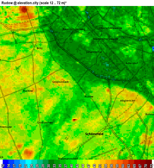 Zoom OUT 2x Rudow, Germany elevation map