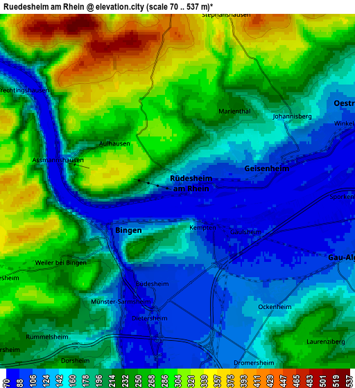 Zoom OUT 2x Rüdesheim am Rhein, Germany elevation map