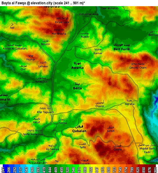 Zoom OUT 2x Baytā al Fawqā, Palestinian Territory elevation map