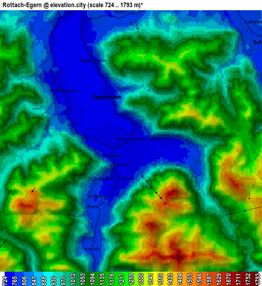 Zoom OUT 2x Rottach-Egern, Germany elevation map