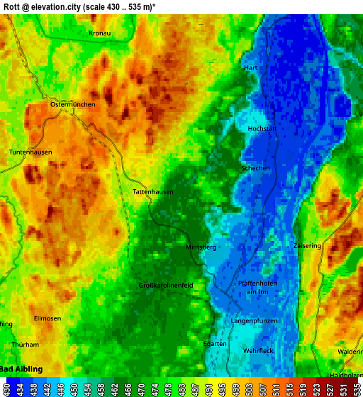 Zoom OUT 2x Rott, Germany elevation map