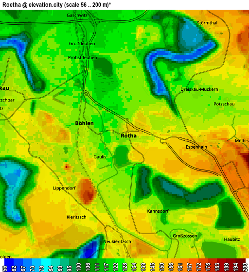 Zoom OUT 2x Rötha, Germany elevation map