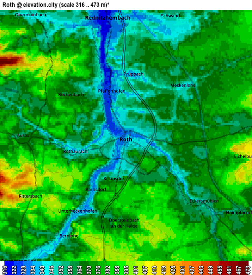 Zoom OUT 2x Roth, Germany elevation map