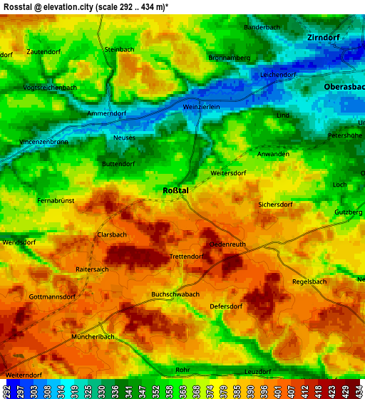Zoom OUT 2x Roßtal, Germany elevation map