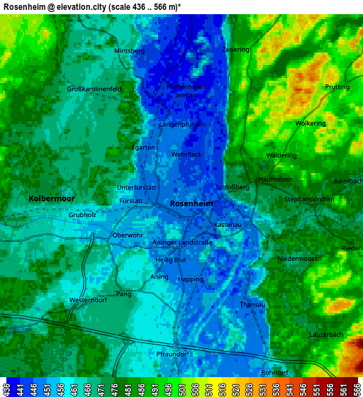 Zoom OUT 2x Rosenheim, Germany elevation map