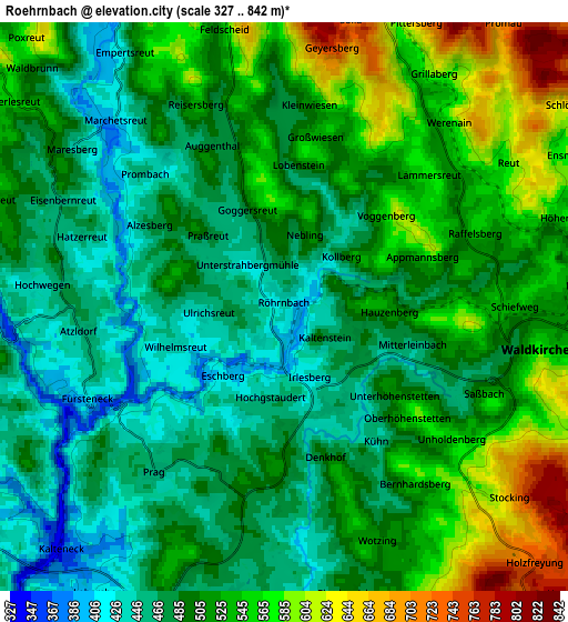 Zoom OUT 2x Röhrnbach, Germany elevation map