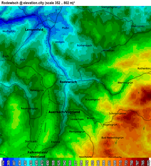 Zoom OUT 2x Rodewisch, Germany elevation map