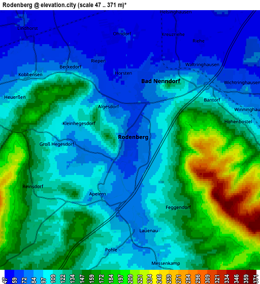 Zoom OUT 2x Rodenberg, Germany elevation map