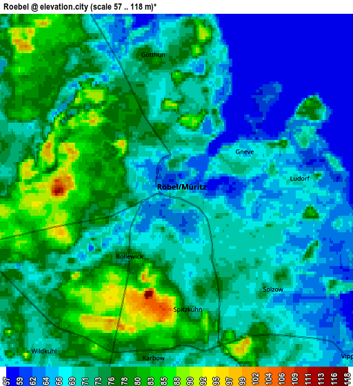 Zoom OUT 2x Röbel, Germany elevation map