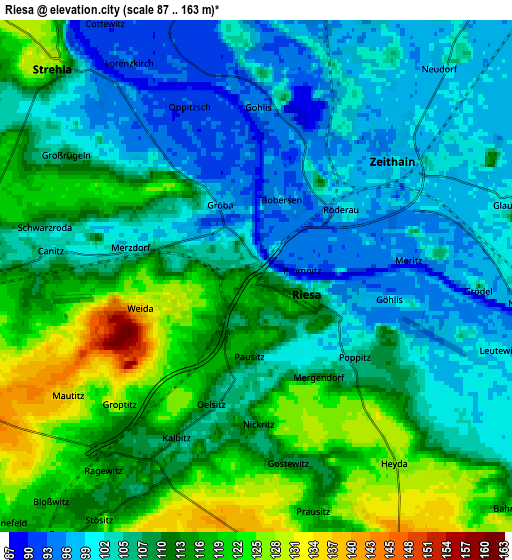 Zoom OUT 2x Riesa, Germany elevation map