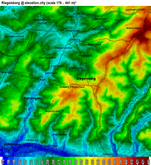 Zoom OUT 2x Riegelsberg, Germany elevation map