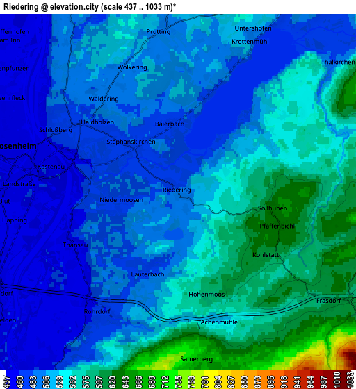 Zoom OUT 2x Riedering, Germany elevation map