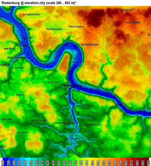 Zoom OUT 2x Riedenburg, Germany elevation map