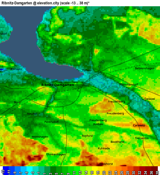 Zoom OUT 2x Ribnitz-Damgarten, Germany elevation map