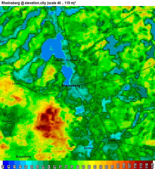 Zoom OUT 2x Rheinsberg, Germany elevation map