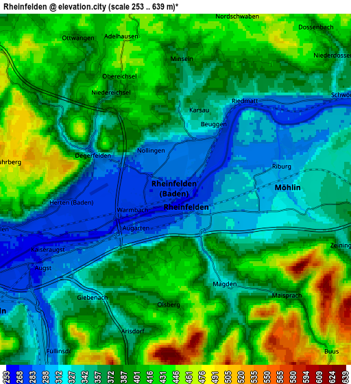 Zoom OUT 2x Rheinfelden, Germany elevation map