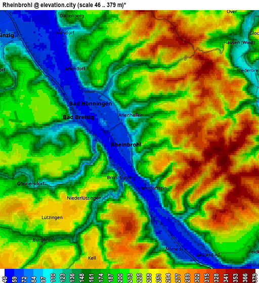 Zoom OUT 2x Rheinbrohl, Germany elevation map