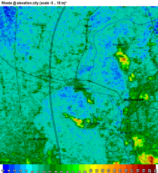 Zoom OUT 2x Rhede, Germany elevation map