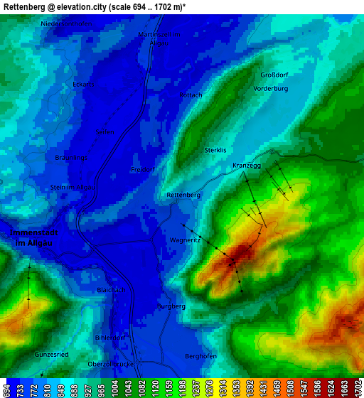 Zoom OUT 2x Rettenberg, Germany elevation map