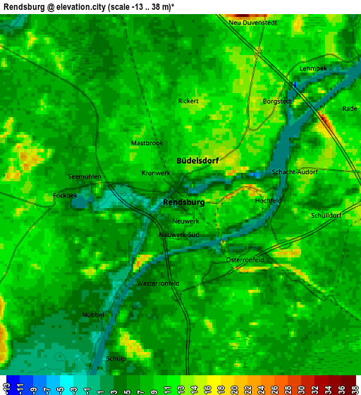 Zoom OUT 2x Rendsburg, Germany elevation map