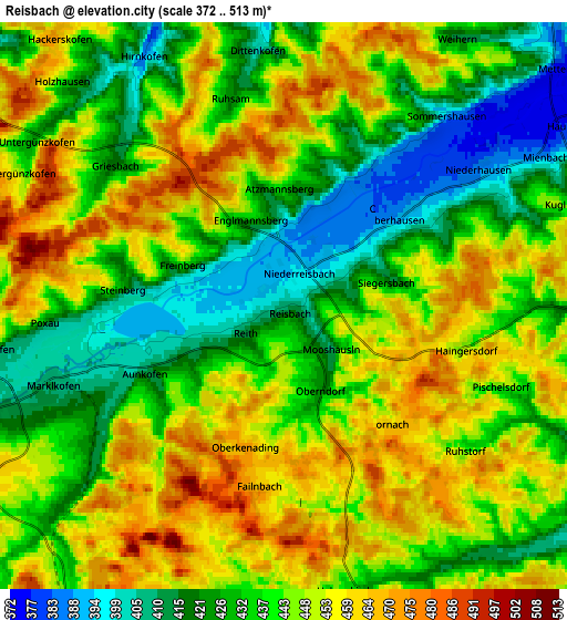 Zoom OUT 2x Reisbach, Germany elevation map