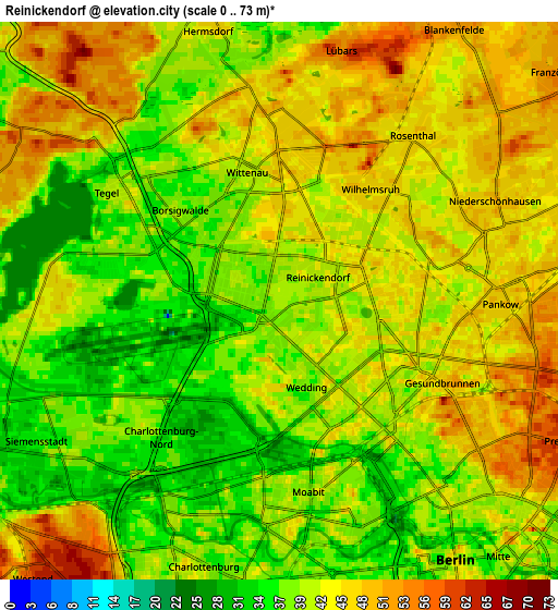Zoom OUT 2x Reinickendorf, Germany elevation map