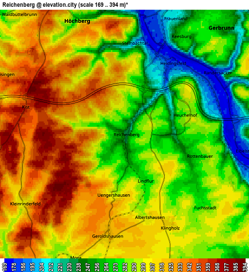 Zoom OUT 2x Reichenberg, Germany elevation map