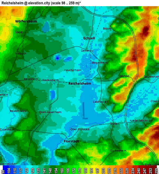 Zoom OUT 2x Reichelsheim, Germany elevation map
