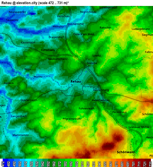 Zoom OUT 2x Rehau, Germany elevation map