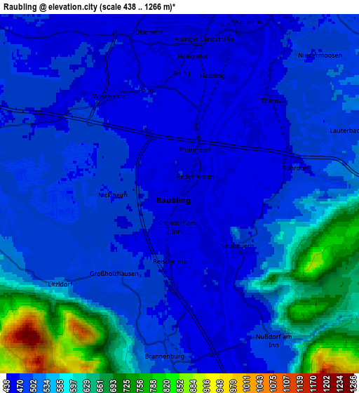 Zoom OUT 2x Raubling, Germany elevation map