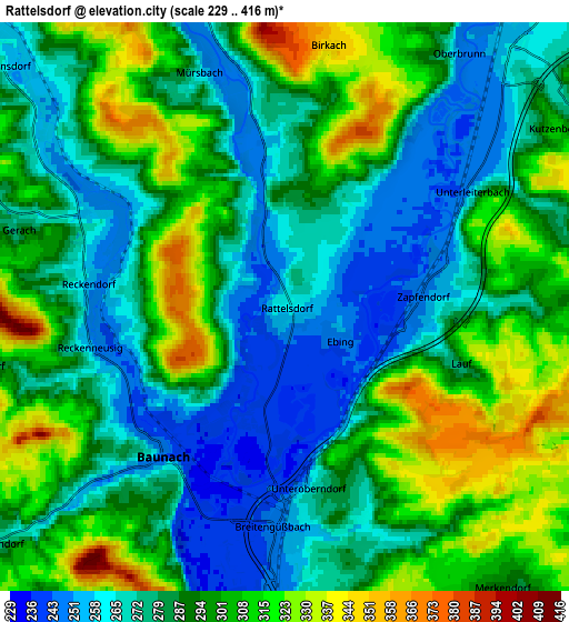 Zoom OUT 2x Rattelsdorf, Germany elevation map