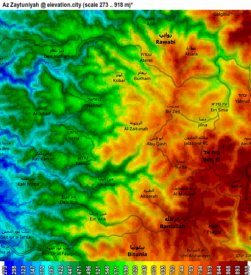 Zoom OUT 2x Az Zaytūnīyah, Palestinian Territory elevation map