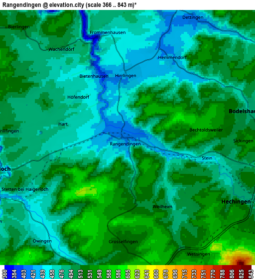 Zoom OUT 2x Rangendingen, Germany elevation map