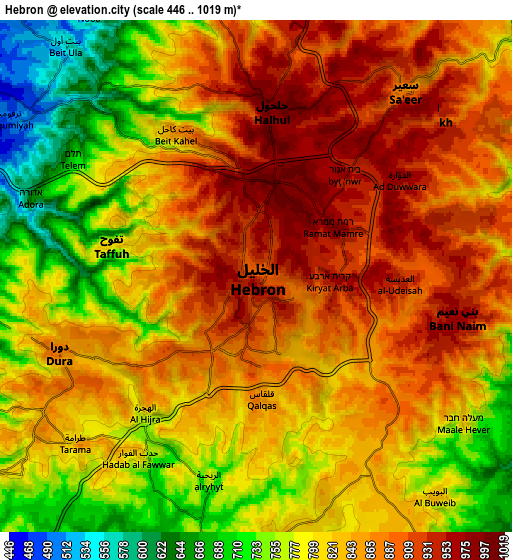 Zoom OUT 2x Hebron, Palestinian Territory elevation map